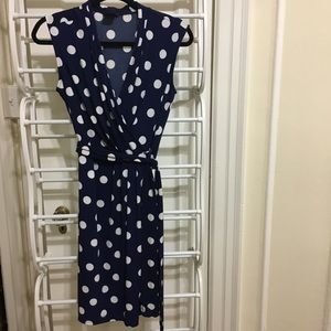 Navy polka dot dress from Ann Taylor